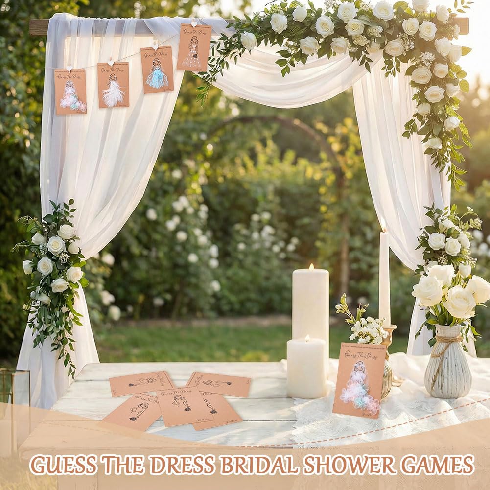 OLYCRAFT 30 set Guess the Dress Bridal Shower Games Fun Wedding Party Supplies Giochi Idee includono Wedding Shower Game Card Matita Pearl Sticker Clip Pizzo Trim Piuma Ornamento per Wedding Planners