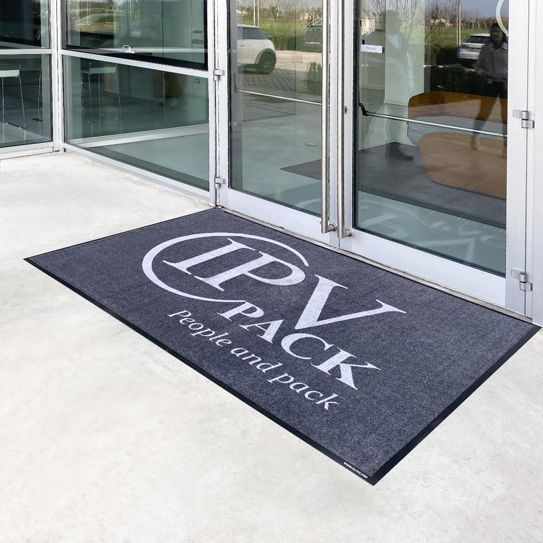 Personalisierter Teppich mit Logo, personalisierbare Fußmatte für den Eingangsbereich, Fußmatte mit Personalisierung (85 x 115 cm)