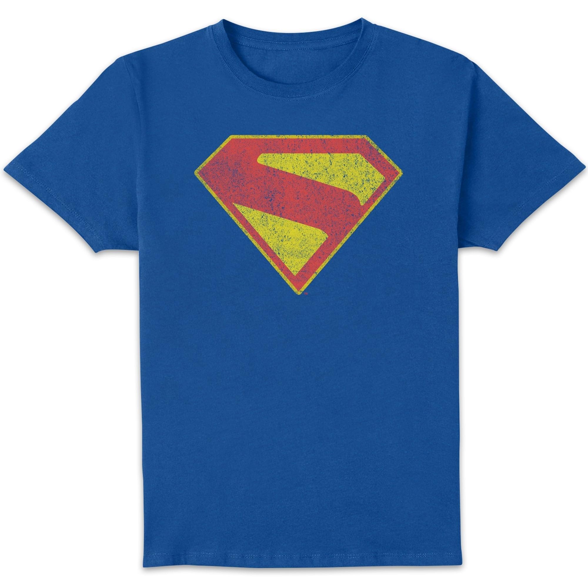 Dc Comics Unisex Blue Superman Distressed Superman Logo T-Shirt Small