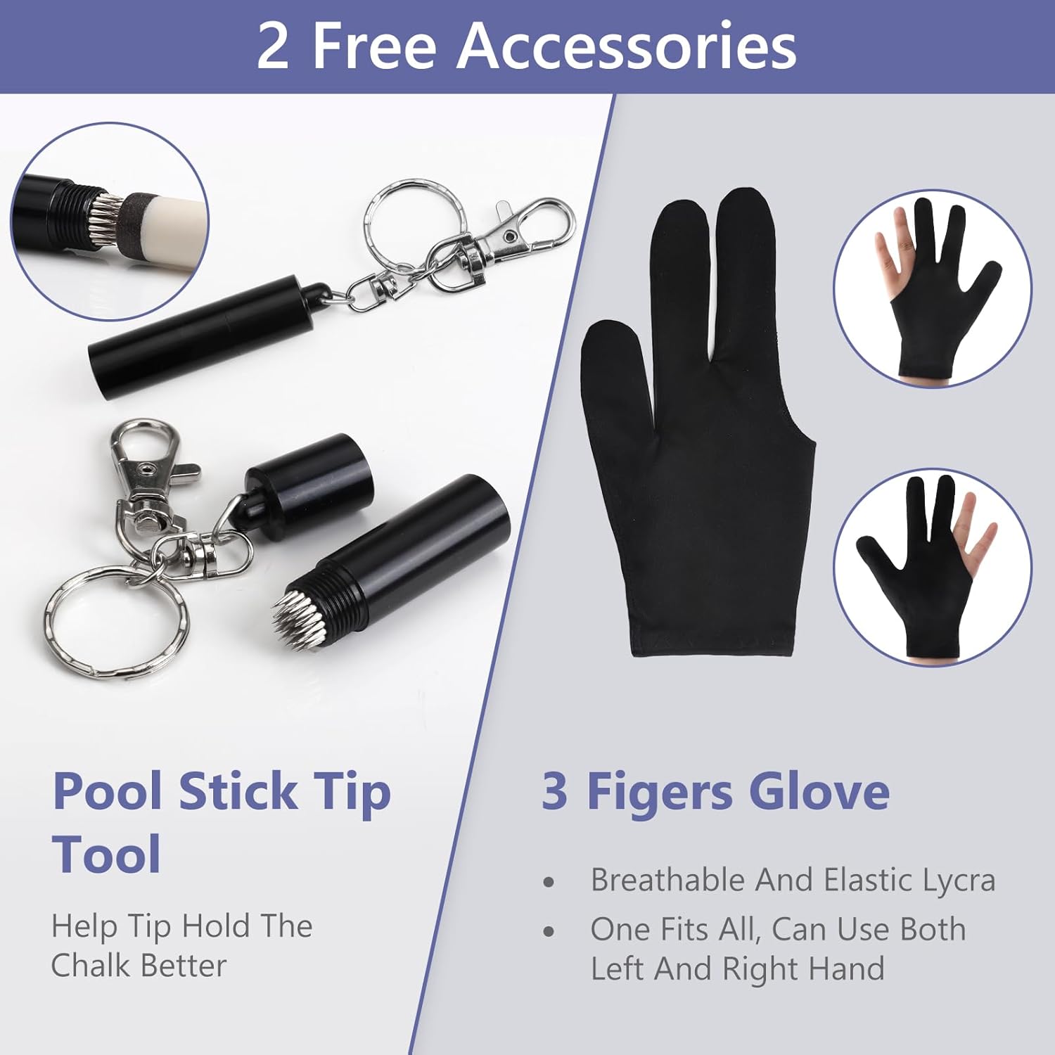 Glass Fiber Pool Cue Stick with Case Combo Set, 12.5mm Professional Pool Stick 58 Low Deflection Billiards Cue Stick 19 Oz Pool Cue Set for Men Adults Players