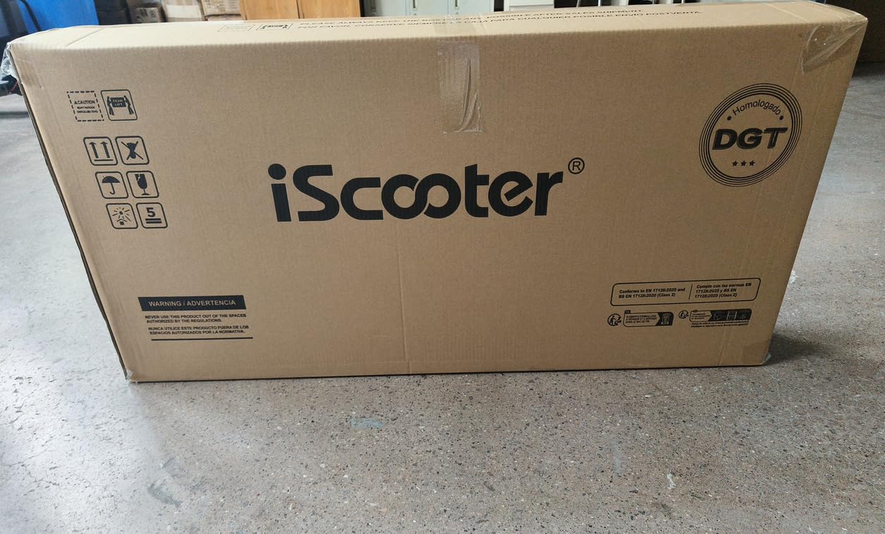 iScooter 10" Patinete Eléctrico Adultos Homologado DGT, 500W Motor, Autonomía De 30-40 KM, Máxima 25KM/H, Bocina, Timbre, Intermitentes, App, Frenado Doble, Plegable, Carga 120 KG, Bloqueo/Desbloqueo