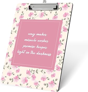 Inspirational Wooden Clipboard, Pink Floral Clip Board with Low Profile Metal Clip, 9 x 12.5 in Clipboard for Students, Teacher, Nurse, Women, Kids, Home Office School Decor Supplies Gifts -A29