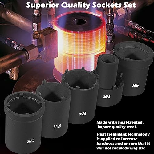 Miniatura 7 de Kit de herramientas de enchufe de tuerca de husillo, 5 piezas, juego de llaves de tuerca de eje, instalador de extractor de tuercas para Ford Dana