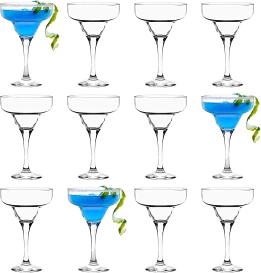 LAV Martini Glasses Set Of 6 - Multi Colored Martini Cocktail Glasses 6 Oz