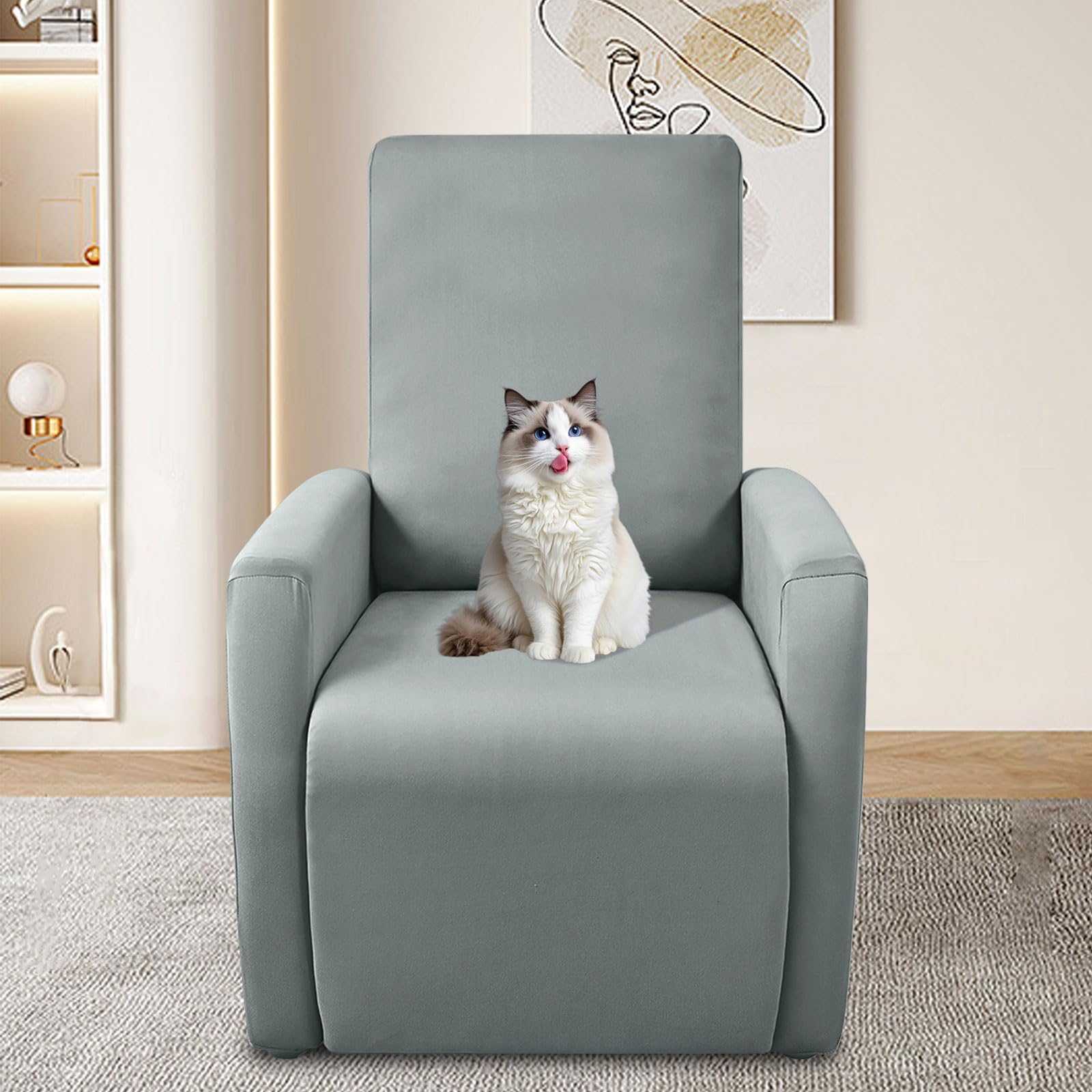 Coprisedia elasticizzato per poltrona relax completo, impermeabile, resistente agli spruzzi, elastico, poltrona relax, poltrona TV, colore: grigio chiaro