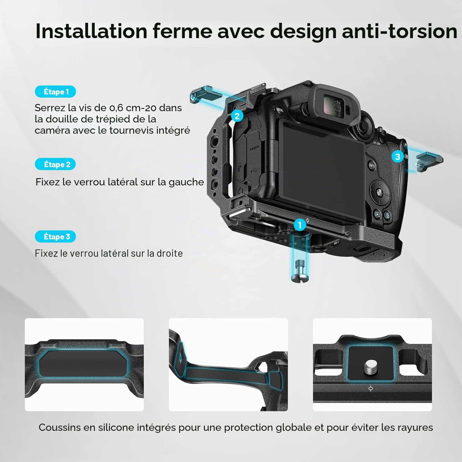 SMALLRIG R7 Cage avec Plaque de Dégagement Rapide Intégrée pour Arca Standard, Cold Shoe, Rail NATO et Trous Filetés, Montage Vidéo de Cage de Caméra pour Canon R7-4003B