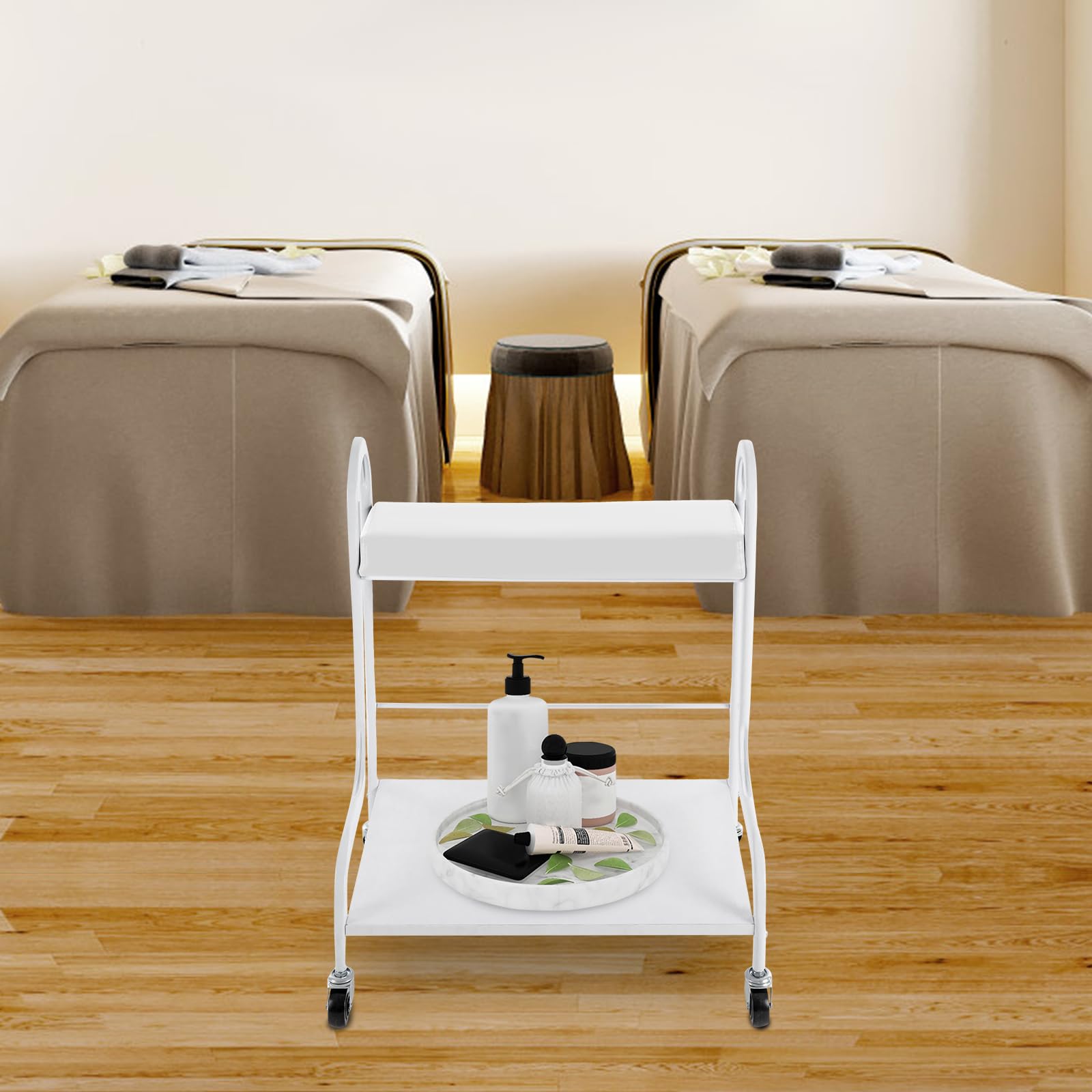Beauty Cart Rollwagen Für Salon & Spa – Weiß, 3 Etagen, 60 Kg Tragkraft, Mit 4 Lenkrollen