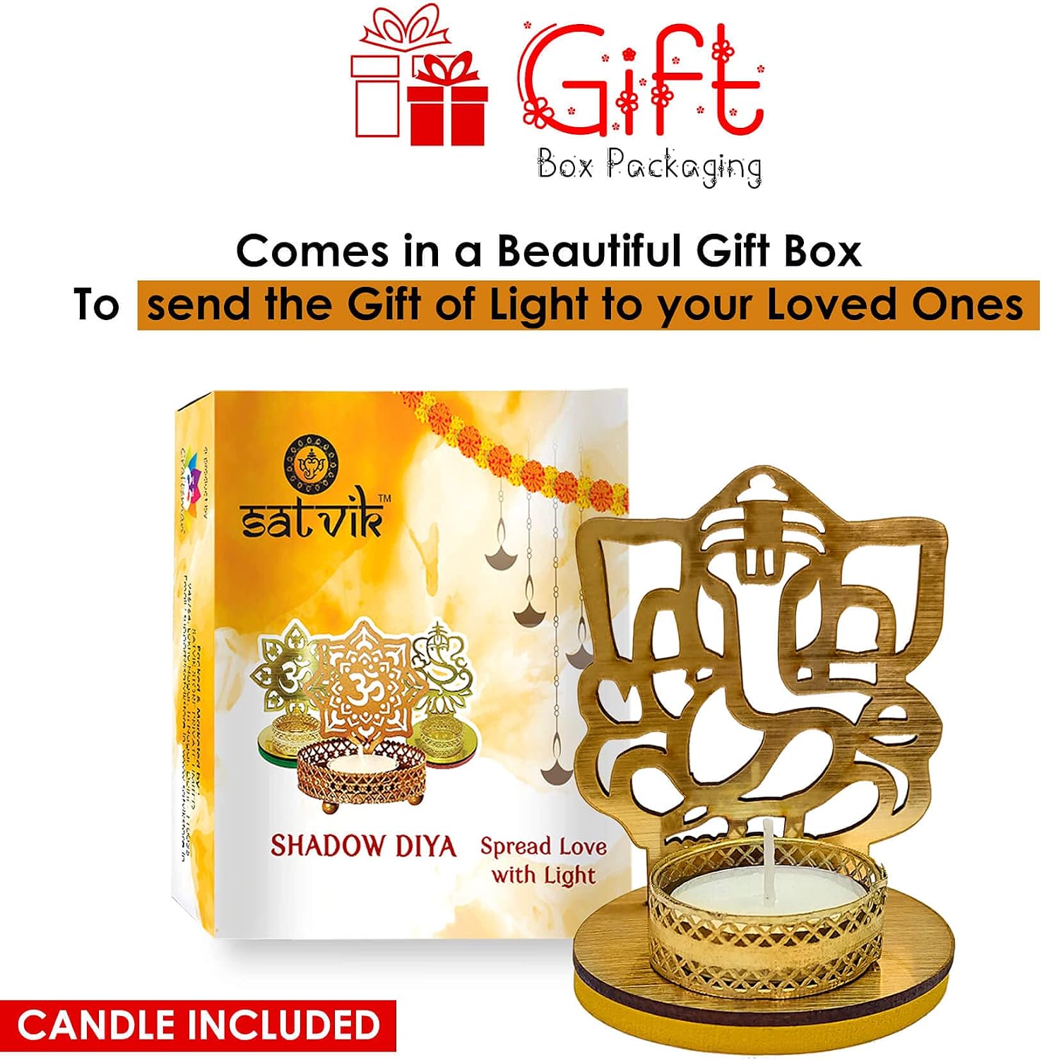Craftsman Lord Ganesha Diwali Shadow Diya Deepawali Traditional Decorative Diya in God Ganesha Shape for Home/Office. Religious Tea Light Candle Holder Stand. God Statue Ridhi Sidhi Indian Gift Items image 2