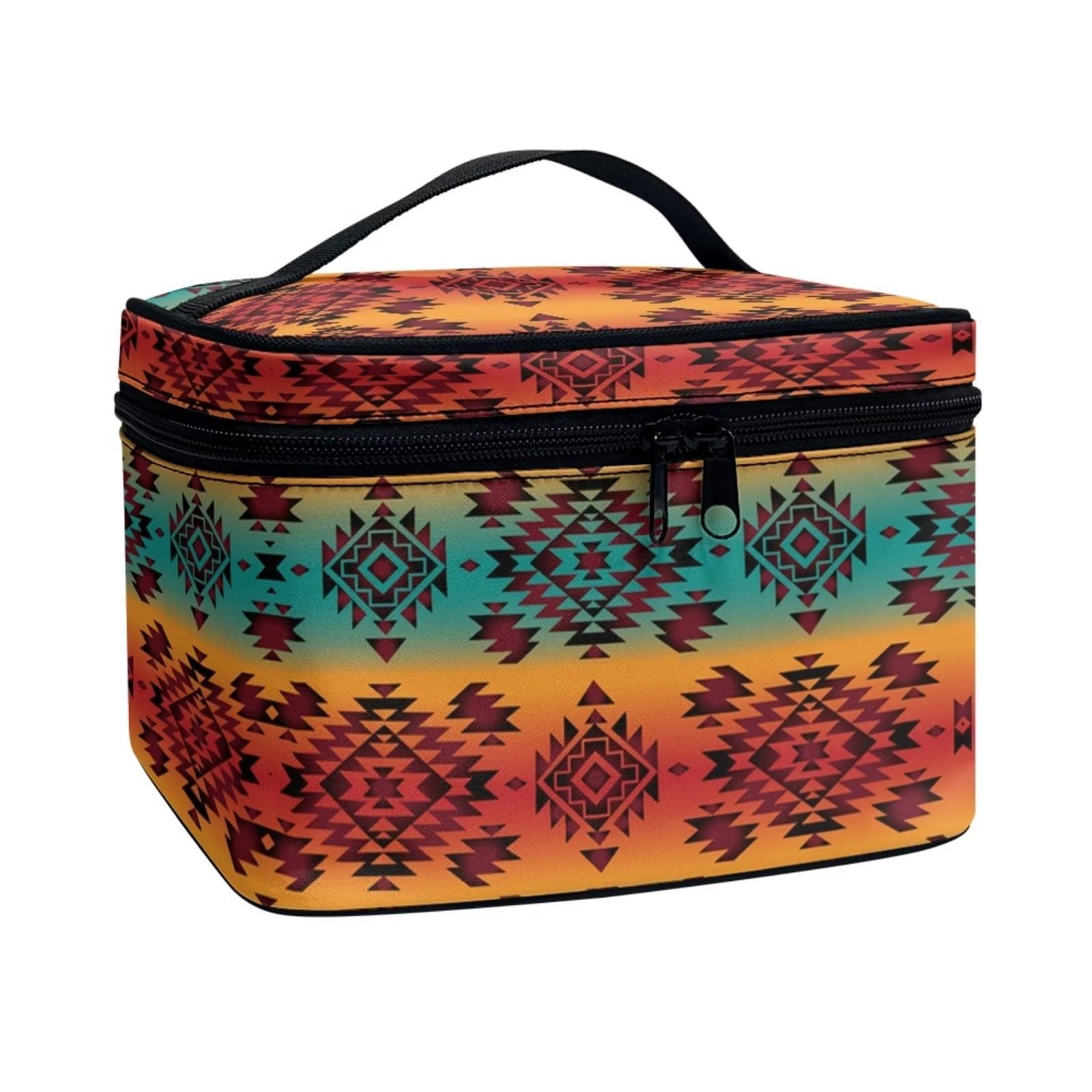 JoyLamoria Aztec Southwestern Cosmetic Bag Travel Women Girls Makeup Bag Wallet Coin Purse