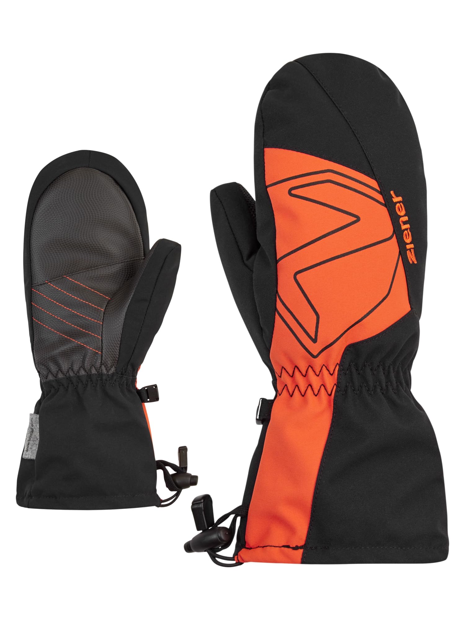 Ziener LAVALINO Children's Ski Mittens/Winter Sports Waterproof Extra Warm Wool Black Burnt Orange 3