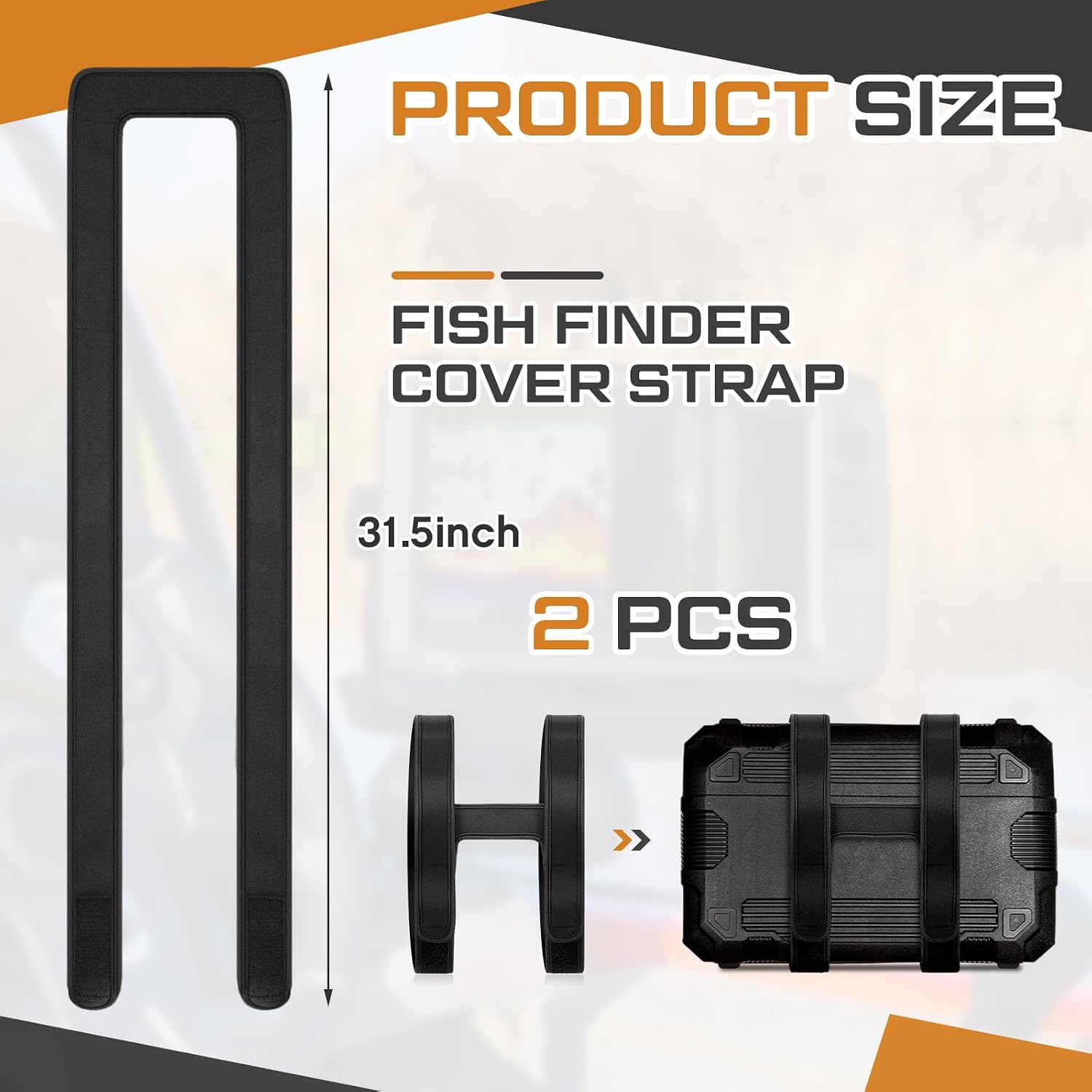 2 Pcs Fish Finder Cover Strap 15 x 4 Inch, Made of Neoprene Thick Strap for Securing Fishing Graph, Suitable for Road Travel, Boating and Ice Fishing, Securing Graph Travel Accessories
