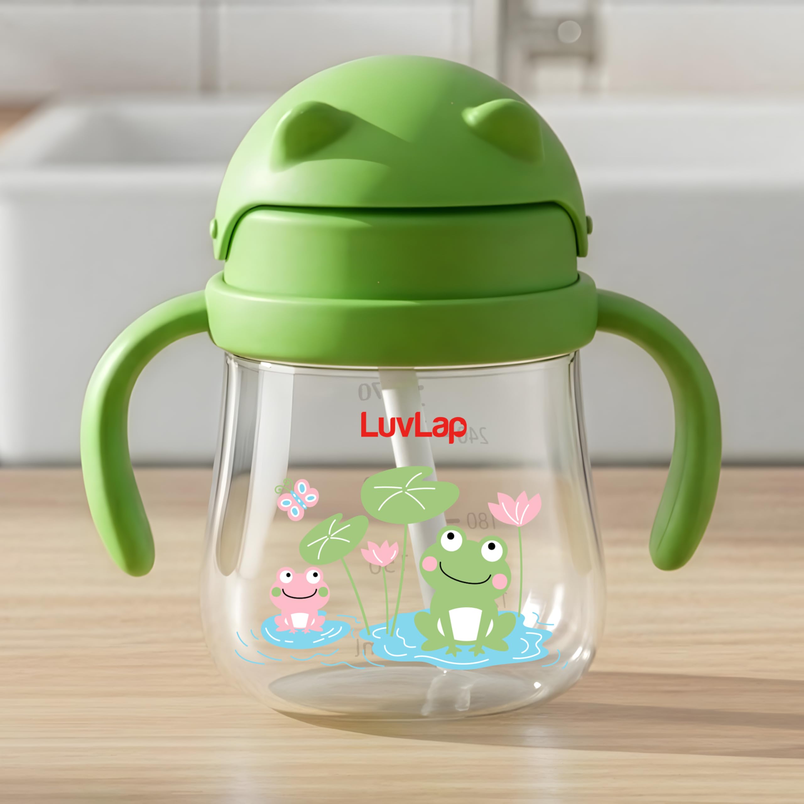 LuvLap Joy Anti Spill Sipper for Kids with Twin Easy-Grip Handles, 270 ml, Sippy Cups with Soft Silicone Straw, Training Cup for Kids,Water Bottle, Non-Toxic & BPA Free, 1 Year+ (Green)-image-12