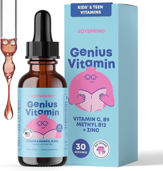 JoySpring Kids B Complex | Vitamin B Complex Liquid Drops with Elderberry, Zinc & Vitamin C | Support for Overall Wellness (1 fl oz) 30 Servings