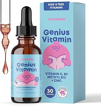 JoySpring Kids B Complex | Vitamin B Complex Liquid Drops with Elderberry, Zinc & Vitamin C | Support for Overall Wellness 1 fl oz 30 Servings