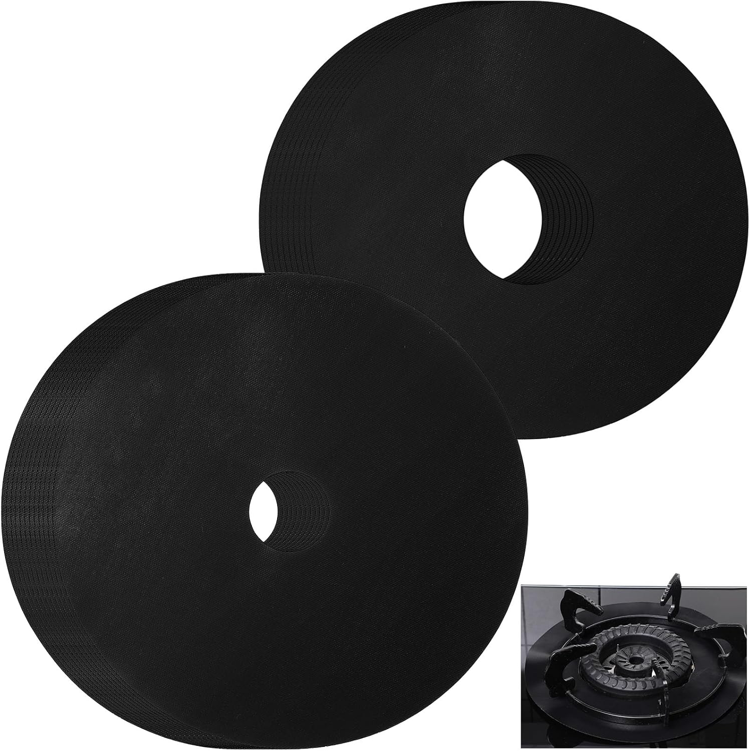 20 Pcs Stove Burner Covers 6 inch 8 inch Round Gas Stove Protectors Black 0.2mm Cooktop Protector Non Stick, Reusable Gas Stove Burner Liners for Kitchen Cooking Cuttable Easy to Clean