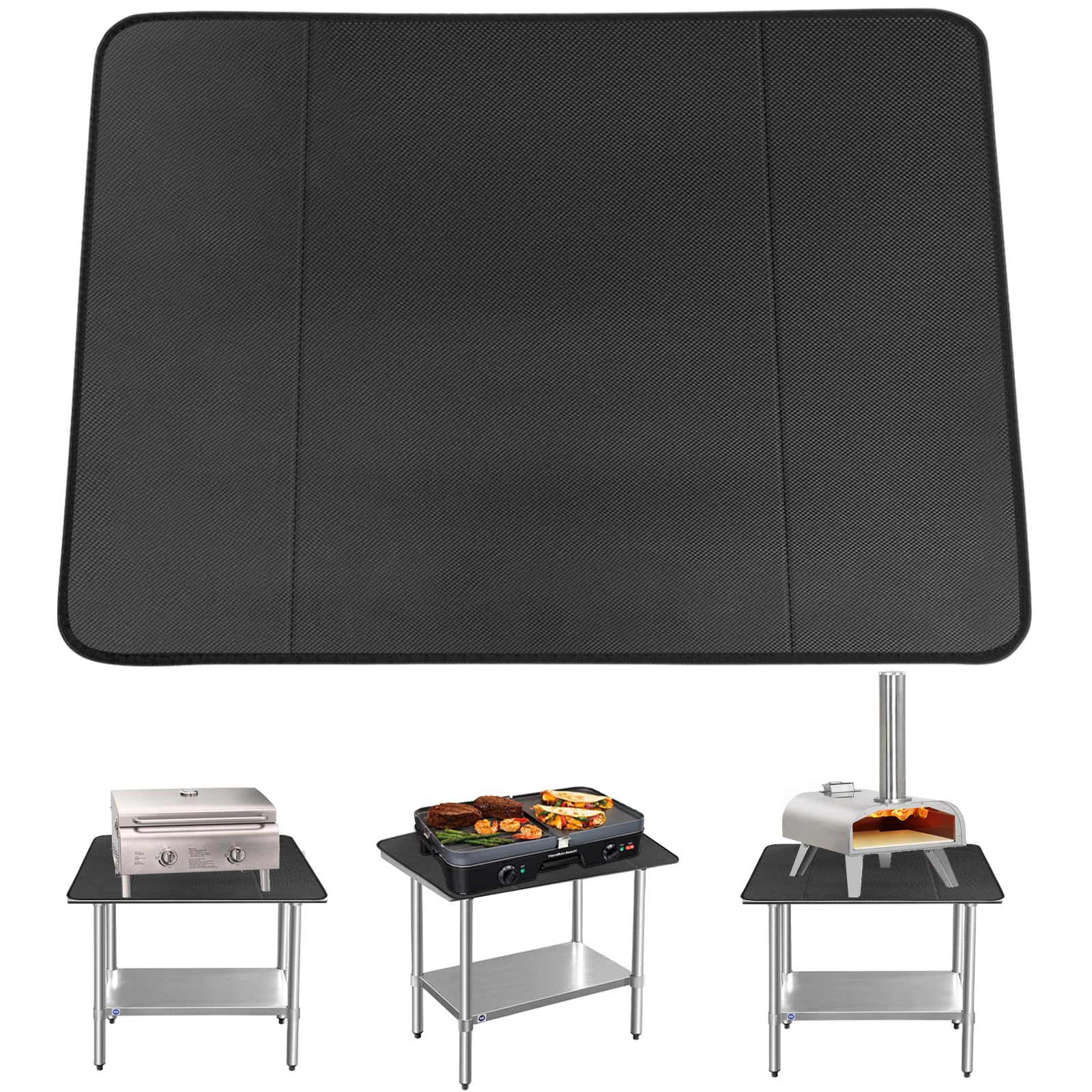 24 * 30in Outdoor Tabletop Grill Mats - Thickened Fireproof mat to Protect Your Prep Table and Grill Table,Prevent Oil Stains, Water Stains, and Desktop collisions(4mm)