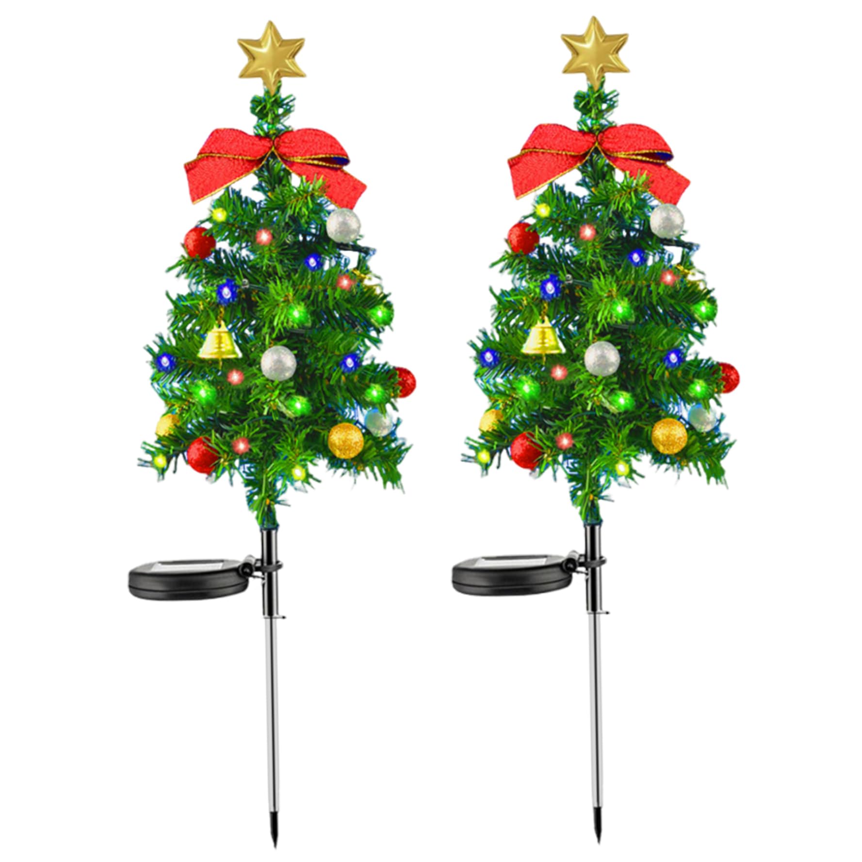 Árbol solar de Navidad para decorar el jardín con estacas impermeables de 17.7 pulgadas