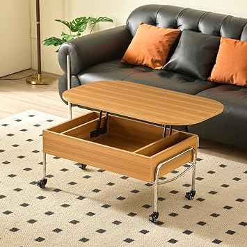 Lift Top Coffee Table, Tea Eating Tablw with Large Hidden Storage Wood Center Couch Tables Lift Up Side end Table for Living Room, Office, Rustic80X37CM/31.4X14.5IN