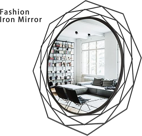 Miniatura 3 de Espejo redondo negro de 20 pulgadas espejos de pared modernos para tocador de dormitorio baños entrada sala de estar espejos circulares con marco de