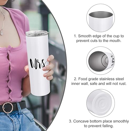 Miniatura 3 de Qtencas Mr and Mrs - Juego de vasos aislados de acero inoxidable, 20 onzas, regalos de boda para parejas