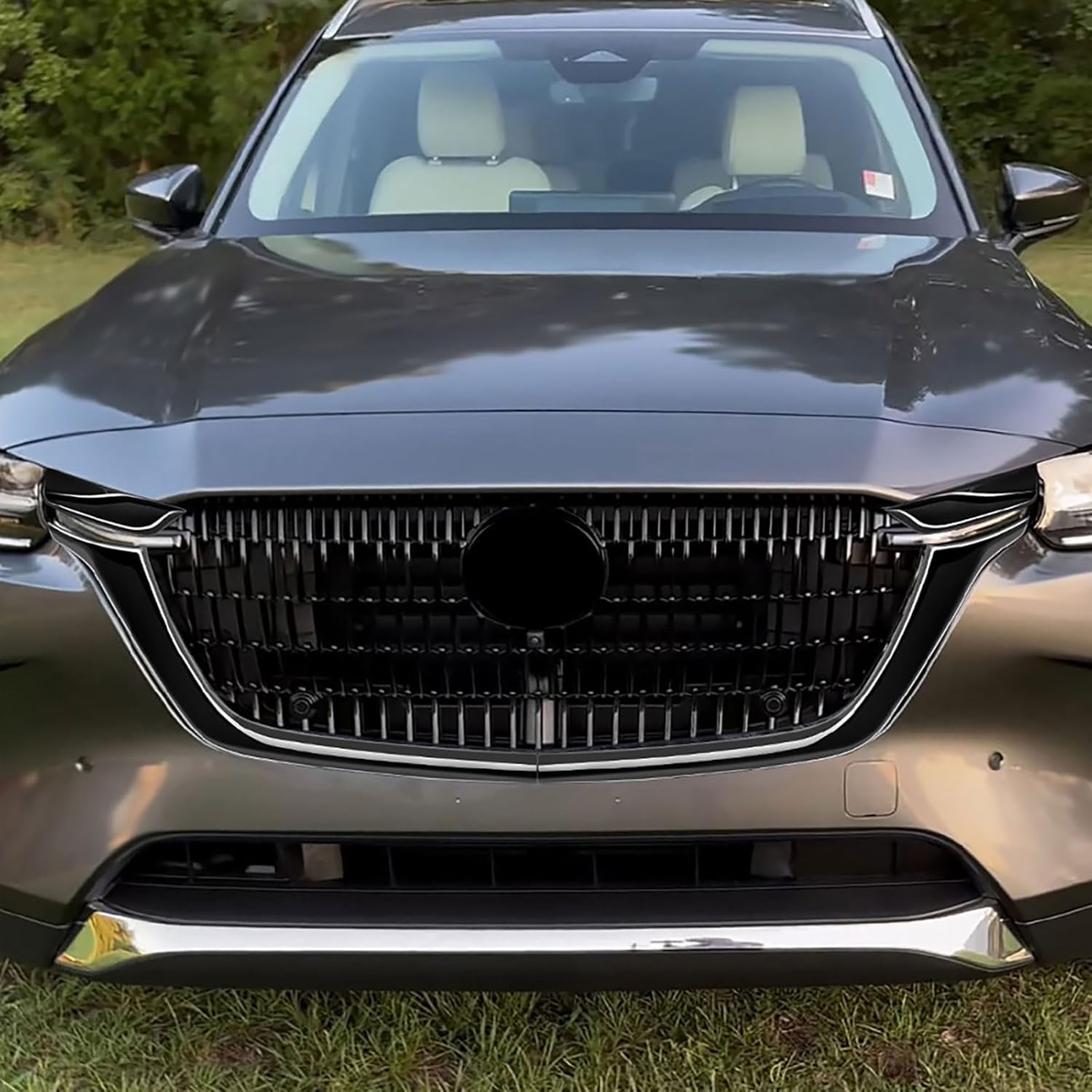 Front Grille Trim Compatible with Mazda CX-90 2024-2026, ABS Grille Edge Decorative Molding Cover, Easy Installation No Tools Needed, 4PCS, Glossy Black