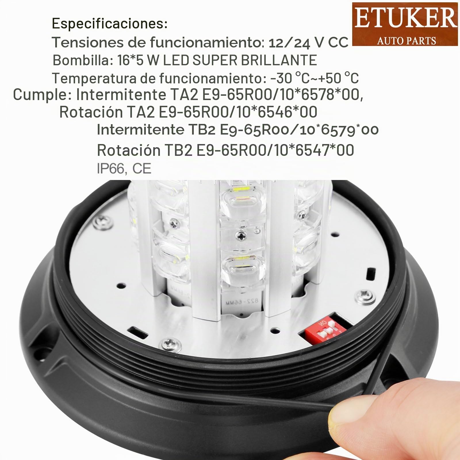 Rotativo Luz Led Azul Emergencia Magnetico 12v 24v Flash de Emergencia Piloto Estroboscópica ECE R65 ECE R10 CE Homologadas