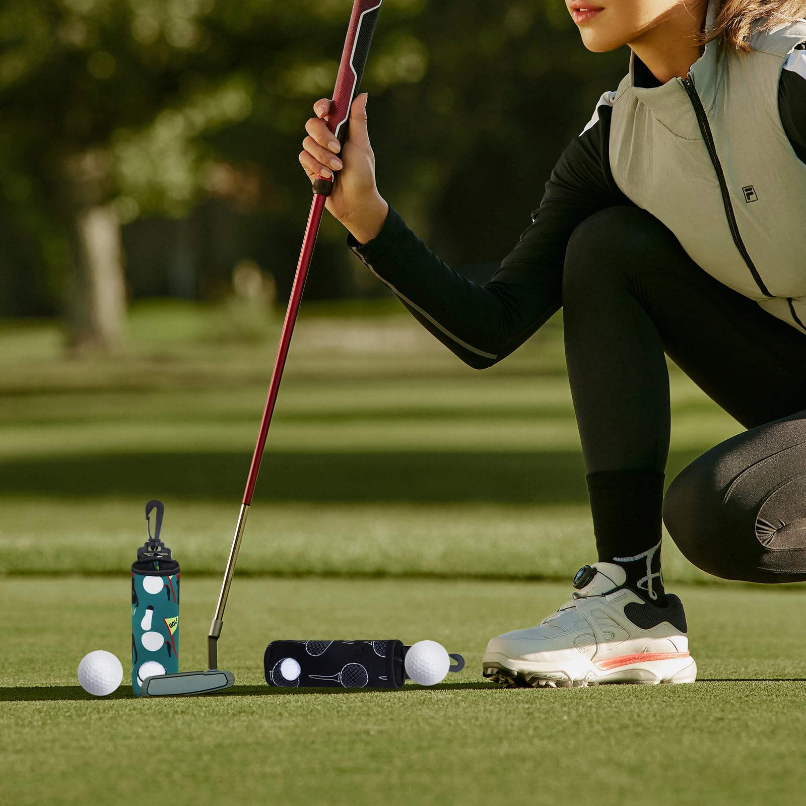AfitLulu Borsa da golf impermeabile leggera con fibbia a clip per 3 palline