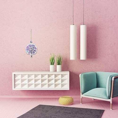 Miniatura 7 de Decoración colgante con forma de árbol de la vida con cuentas de mal de ojo, símbolo de positividad y dije de buena suerte para interiores y