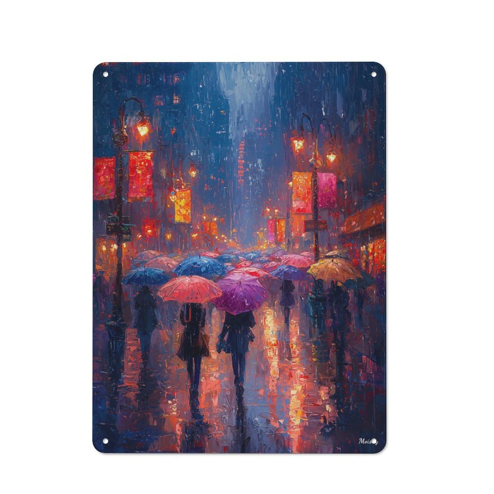 Junmoney Impressionist Inspired Cityscape With Umbrell Tin Wall Plaque 40X30cm With As For Garage Or Workshop, For Vintage Wall Decor Fans, For Kitchen And Home Bar Decor