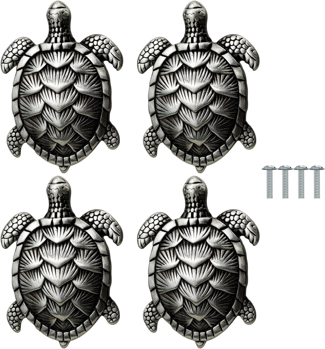 4PCS Turtle Drawer Knobs, Sea Turtle Drawer Pulls Animal Cabinet Pulls Turtles Handle Decorative Cabinet Door Knobs Nautical Bathroom Kitchen Beach Home Turtle Decor (Bronze)