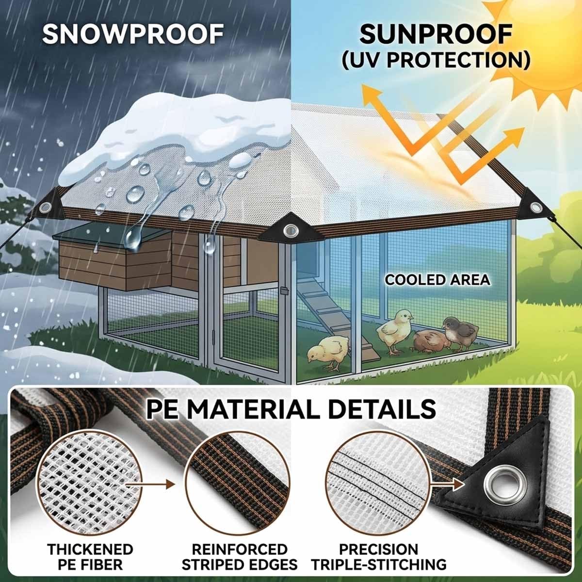 Telo ombreggiante al 55% per serre e patio, in rete traspirante, con occhielli, per pergola, baldacchino, pollaio, cuccia per cani, resistente ai raggi UV (8 x 15 m)