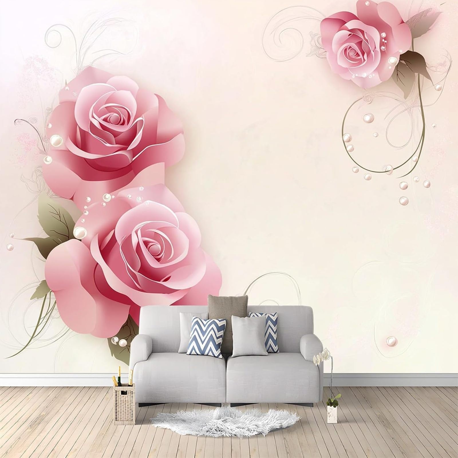 hgjdjhnf Photo Wallpaper Rose 3D Non-Woven wall Decoration Wallpaper wall Covering Decoration Study Room Living Room Restaurant Cafe, 350cm x 256cm