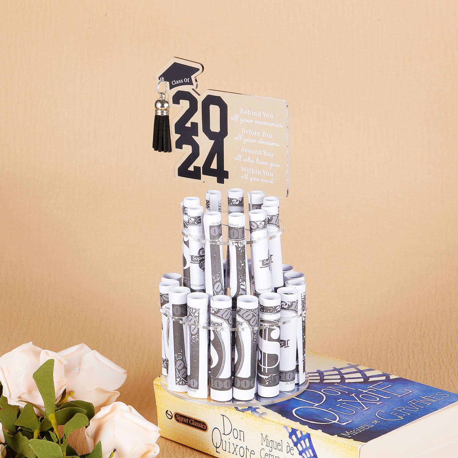Graduation Gifts for Her Him, Graduation Money Holder Double-Layer, Graduation Decorations Class of 2024 Graduation Party Money Cake, College High School Graduation Gifts for Son Daughter Boys Girls