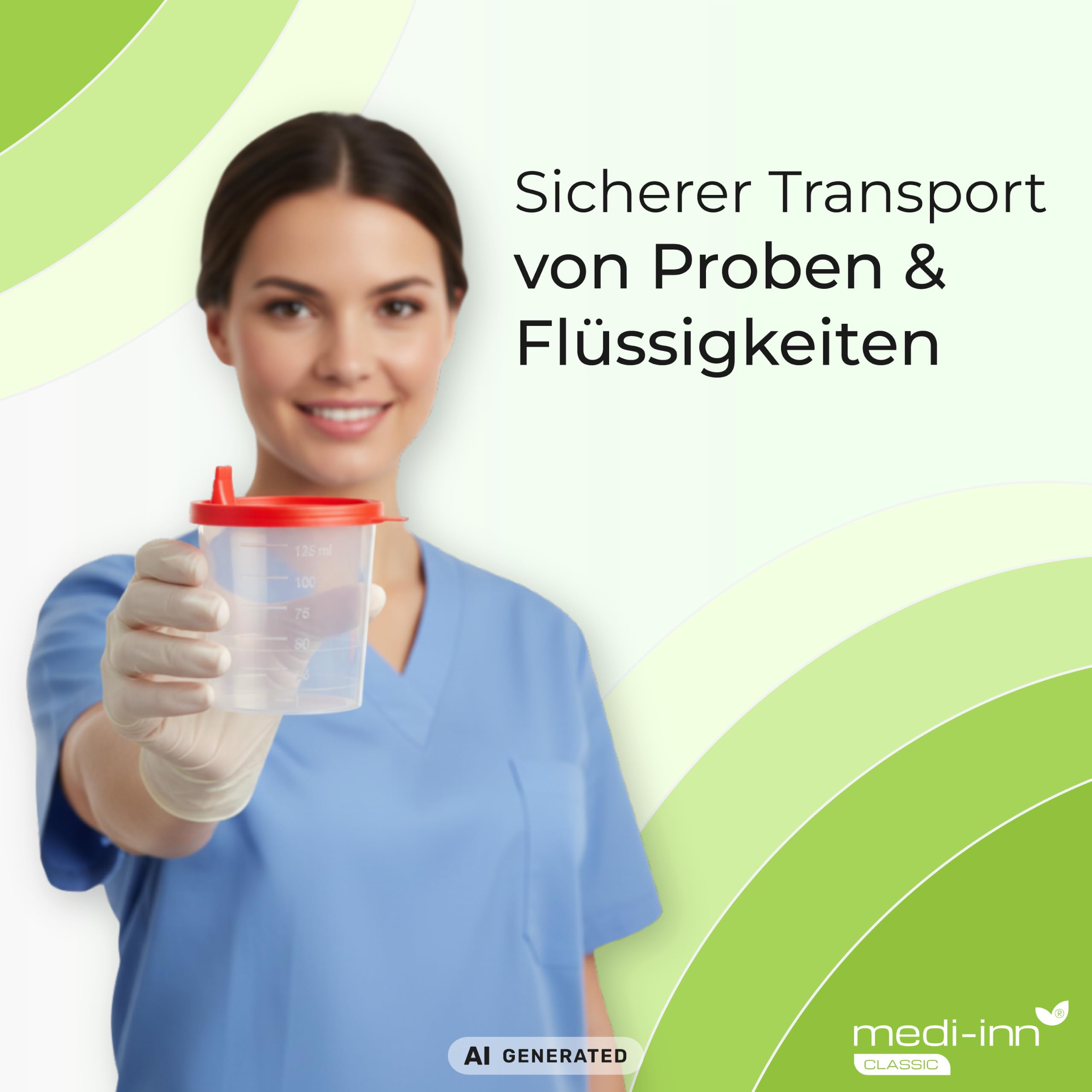 Contenitore Urine 125 ML con Rosso lo Snap-In Copertina Becher Campione Bicchieri di Plastica Medi-Inn - 500 Stück