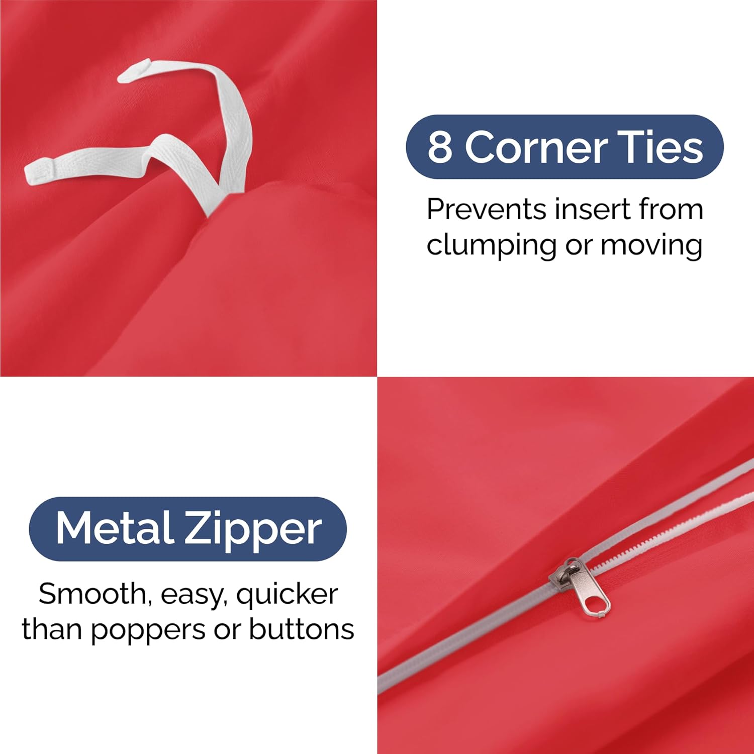 4pc Red Sheet Set with Duvet (King Size) Bundle - Bed Set Includes Fitted Sheet, Flat Sheet, Duvet Cover & Pillow Cases/Shams - Hotel Luxury Quality Bedding - Easy-Fit - Breathable & Cooling Duvet Set