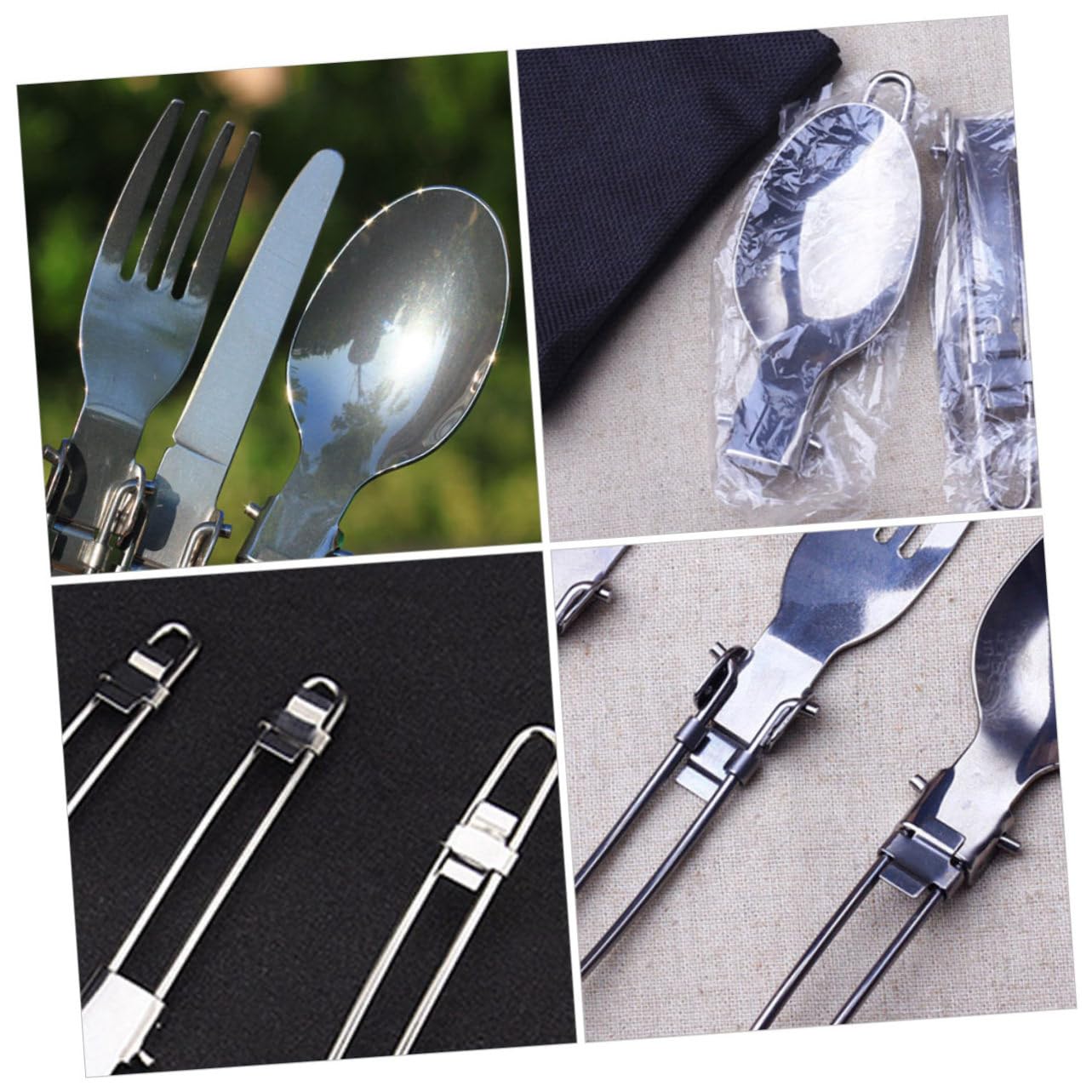 Toddmomy 4sets Posate Pieghevoli Acciaio Inossidabile Per Campeggio e Picnic Leggere e Pratiche Con Sacchetto Di Trasporto Per Escursioni e Attività Outdoor