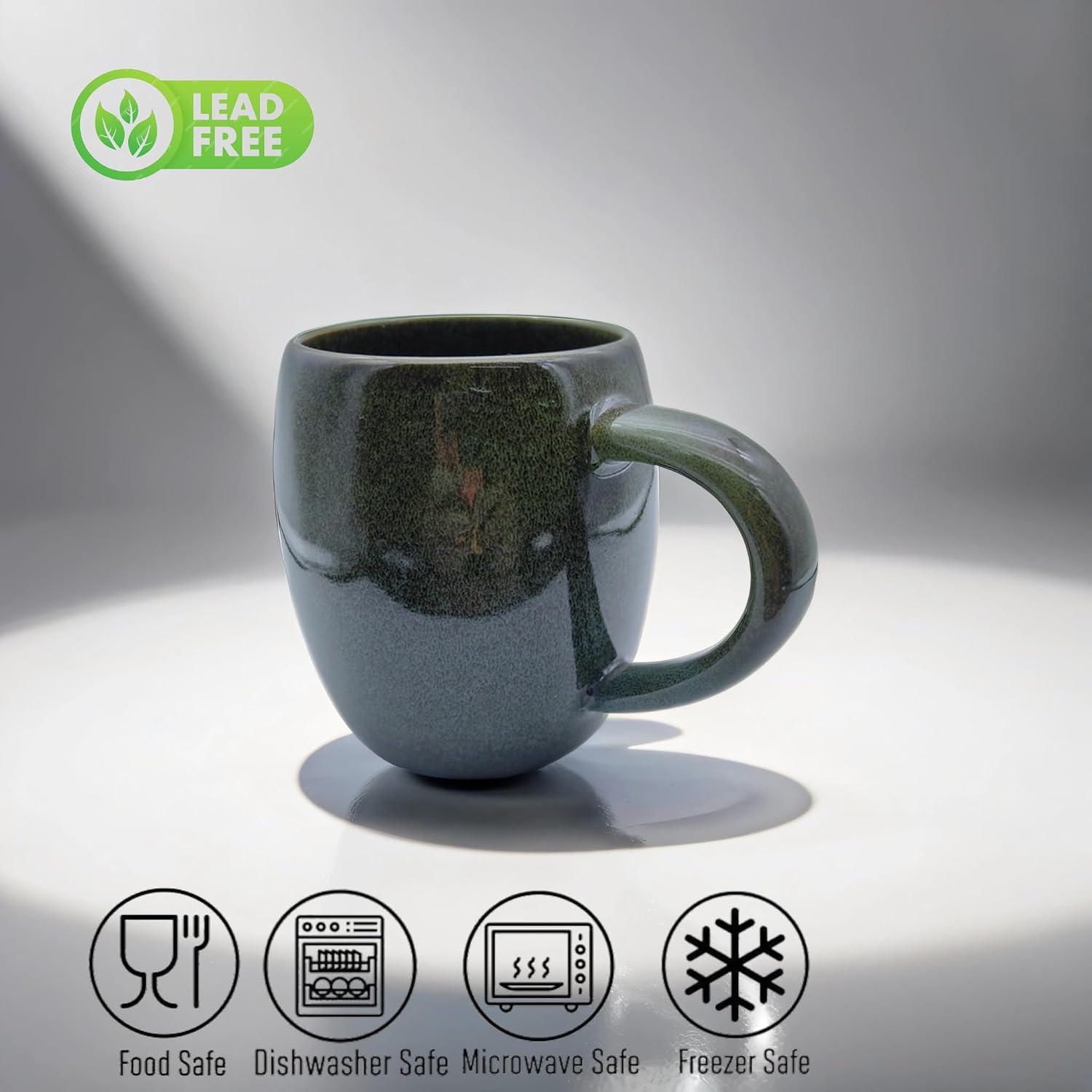 Hippo Family Ceramics 22oz Coffee Mug, Handmade Pottery Huge Tea Cup for Office and Home, Microwave and Dishwasher Safe, Great For Latte, Cappuccino, Unique Texture Glaze (Cyan)