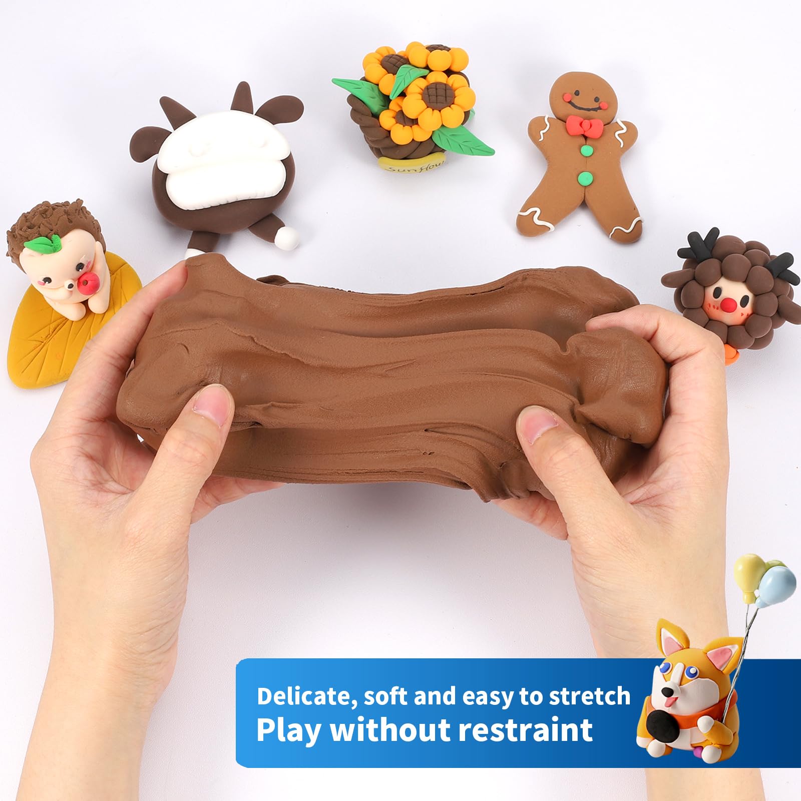 iFergoo Air Dry Clay, Brown Modeling Clay, 3.52oz/100g, Kids 3+, Brown Clay, 100g/3.5oz - Image 2