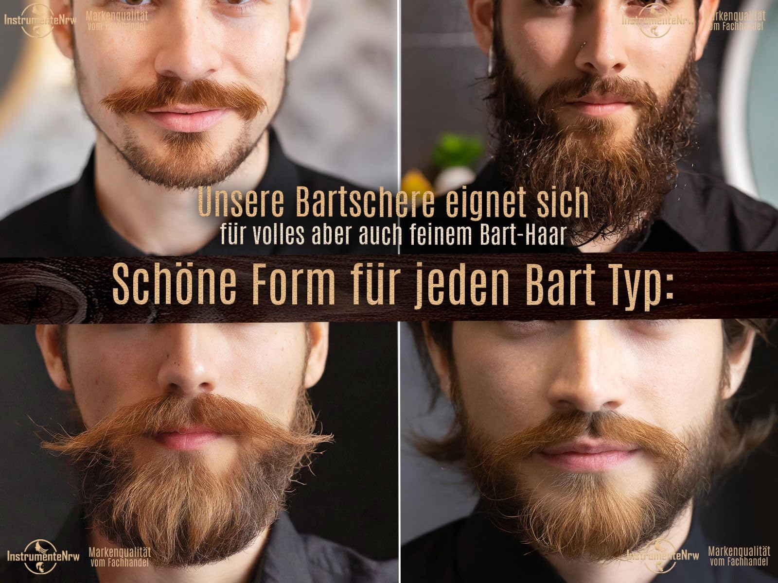 Bartschere Solingen Haarschere Bartpflege Schere mit einseitiger Mikroverzahnung Made in Germany Schnurrbartschere Edelstahl Rostfrei zum Kürzen von Barthaaren, Ohrhaaren und Nasenhaaren (3,5 Zoll)