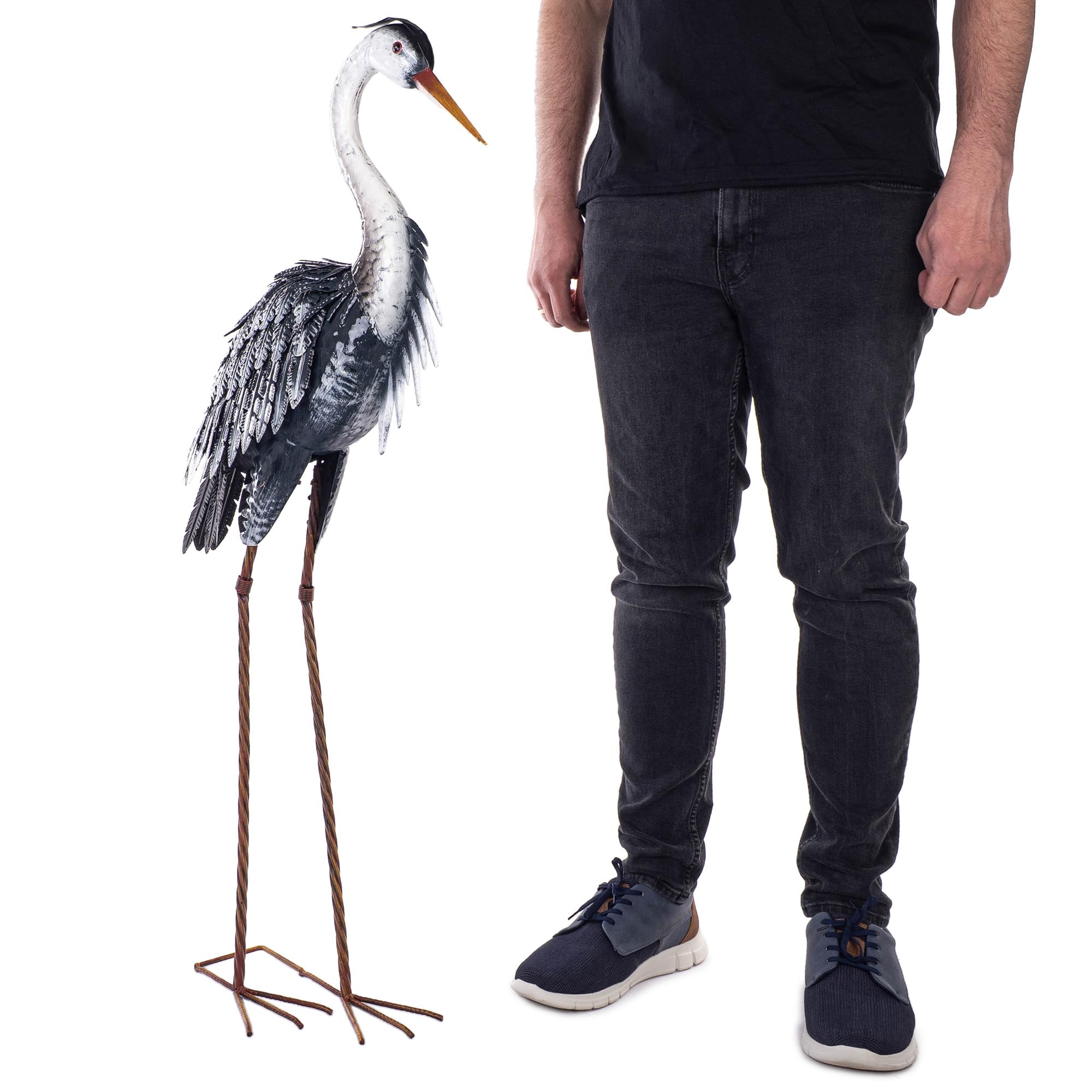 KADAX Reiher Gartenfigur 110 cm, große Gartenstatue aus pulverbeschichtetem Stahl, Metallfigur als Teichdeko für Garten, Teich & Terrasse, Gartenfiguren - 5