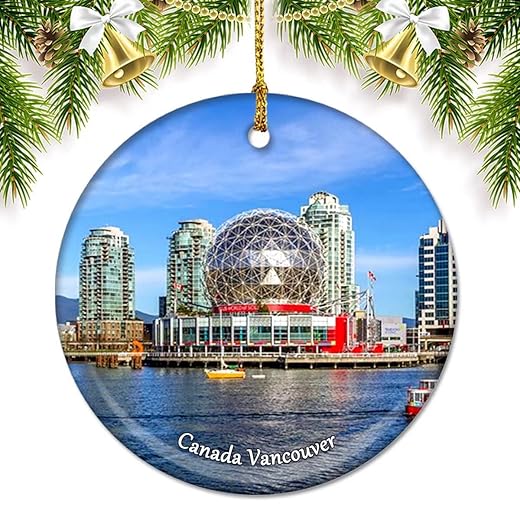 Canada Vancouver Christmas Ornaments for Tree Ceramic Pendant Double Sided Ornament Decor Xmas Gifts Porcelain Travel Souvenirs