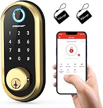 Smart Lock, Fingerprint Smart Deadbolt Lock, 5-in-1 Keyless Entry Door Lock with Bluetooth and Keypad, Door Lock Featuring Auto-Lock, Compatible with Alexa, Google Assistant for Home Hotel Apartment