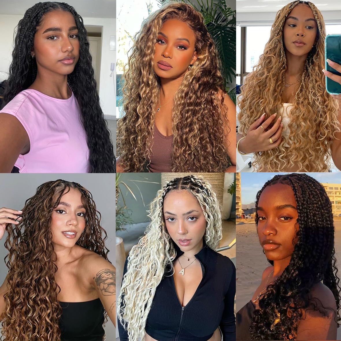 Kachanaa 30 Inch Pre-Separate Black Deep Wave Braiding Hair Extensions Synthetic Crochet Braiding Hair for Goddess Braids 3 Pack Ocean Wave Crochet Hair for Box Braids /1B# - Image 2