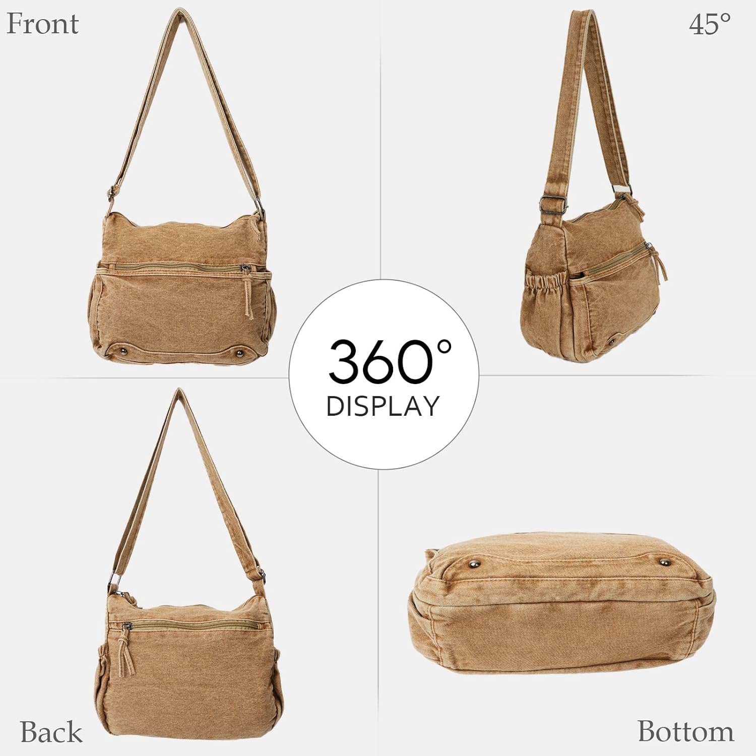 Vintage Denim Purses For Women Jean Adjustable Crossbody Shoulder Bag Casual Style Canvas Messenger Bag For Men