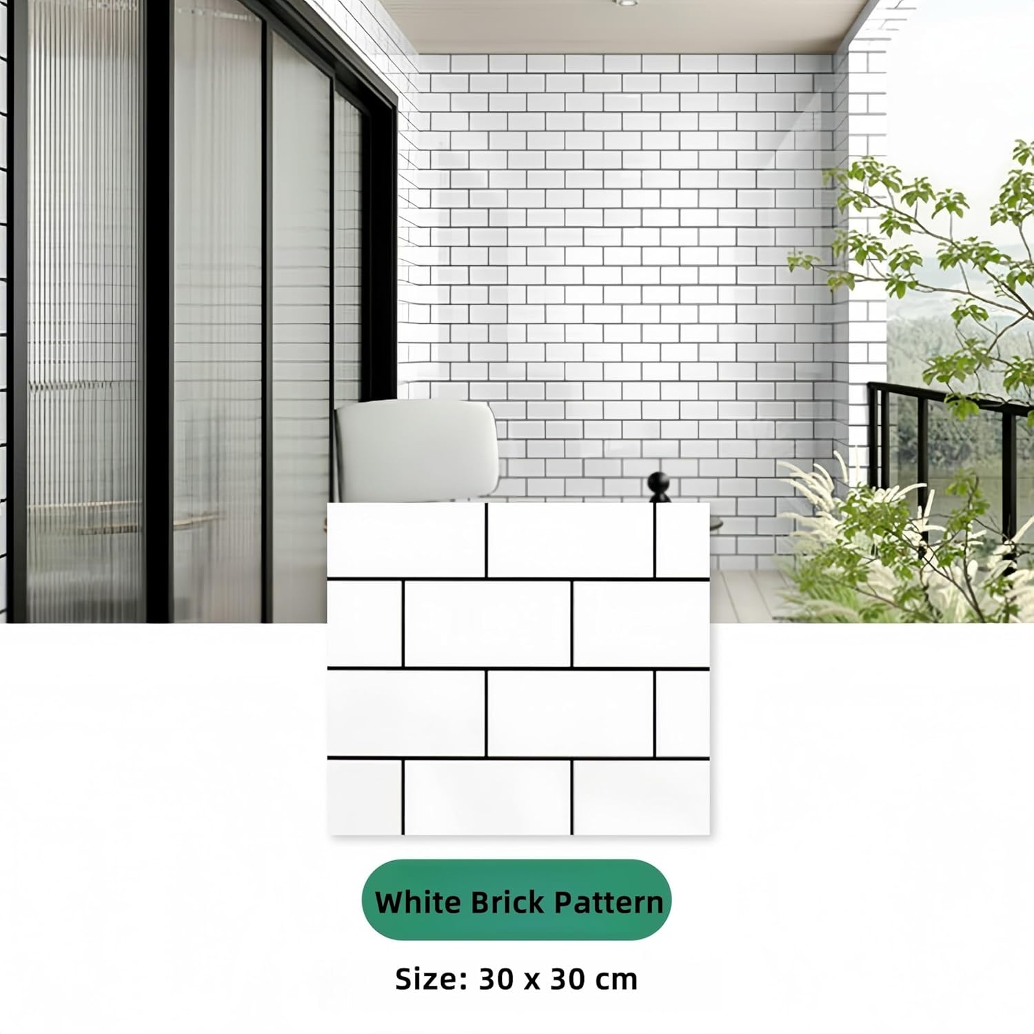 Premium Marble Effect Wall Tile Stickers - 30x30cm PVC+SXP Self-Adhesive Backsplash Peel & Stick | Waterproof Removable for Kitchen Bathroom RV (White Brick, 30 Tiles)
