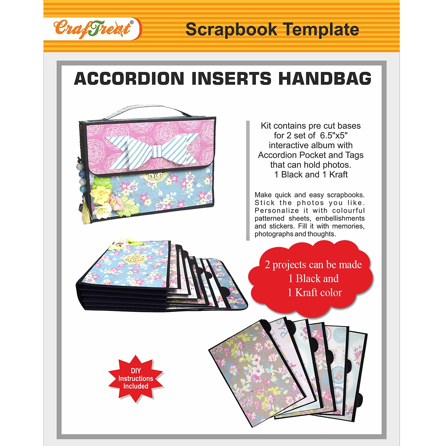 Craftreat Paper Gatefold Folio Diy Scrapbook Blanks – Black Precut Die Cuts With Magnets & Tutorials For Interactive Flip, Fold, Pocket & Waterfall Album Projects