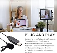 Vista 5 de PChero Micrófono de solapa USB Lavalier, micrófono de computadora USB con clip para PC, Mac, laptop, YouTube, Skype, Tiktok, grabación, podcasting