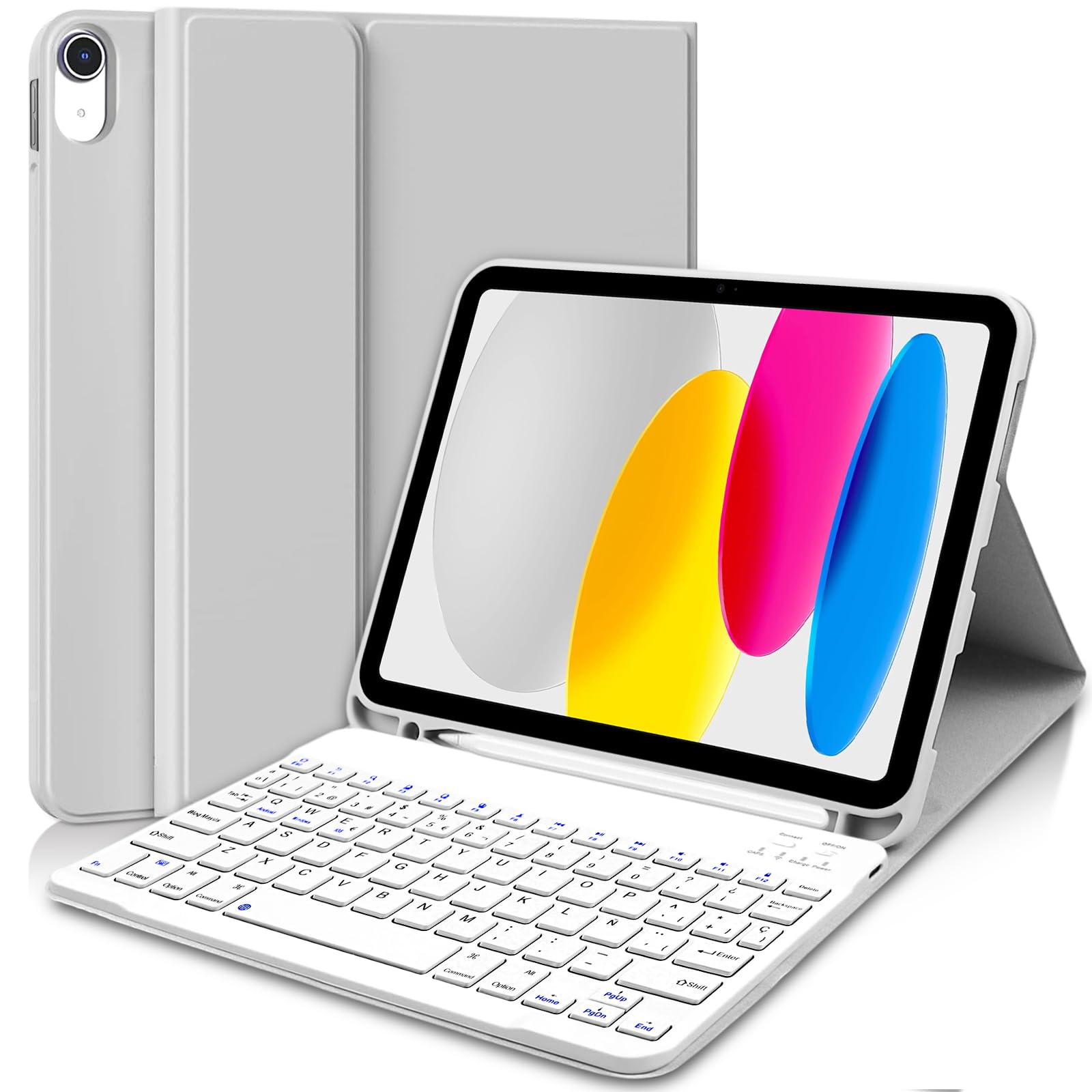 Keyboard Case for iPad A16 11th /10th Generation (10.9 Inch 2022/11 Inch A16 2025), iPad 11/10 Gen Bluetooth Keyboard Case Wireless Removable, QWERTY Spanish Ć