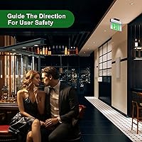 Vista 5 de Letrero de salida LED con borde iluminado, carcasa de aluminio cepillado, panel acrílico giratorio de doble cara, letreros de salida de emergencia