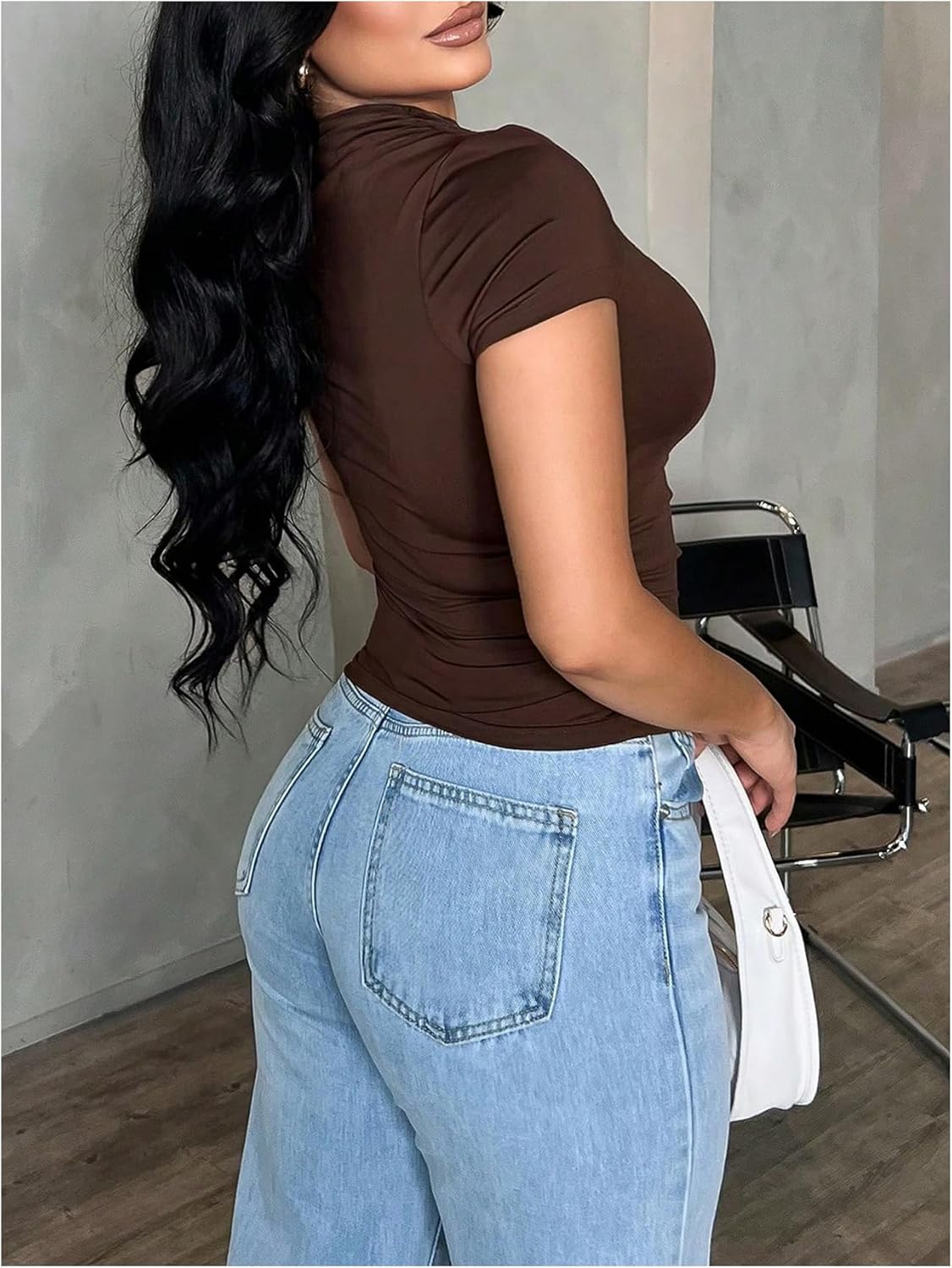 SHENHE Women's Off The Shoulder Top Metallic Knot Ruched Asymmetrical Sexy Going Out Crop Tops - Image 2